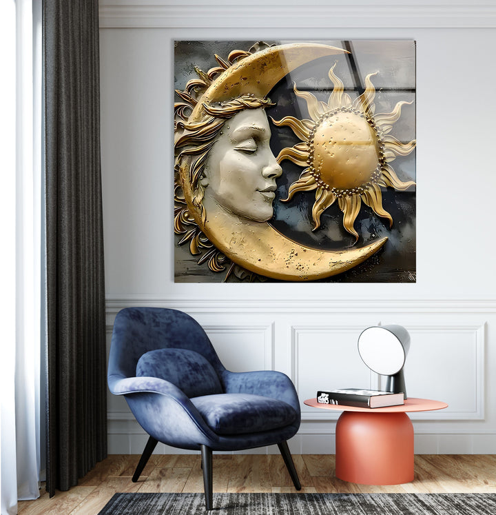 Sun and Moon Art Glass Wall Art photo print on glass, prints on glass wall art
