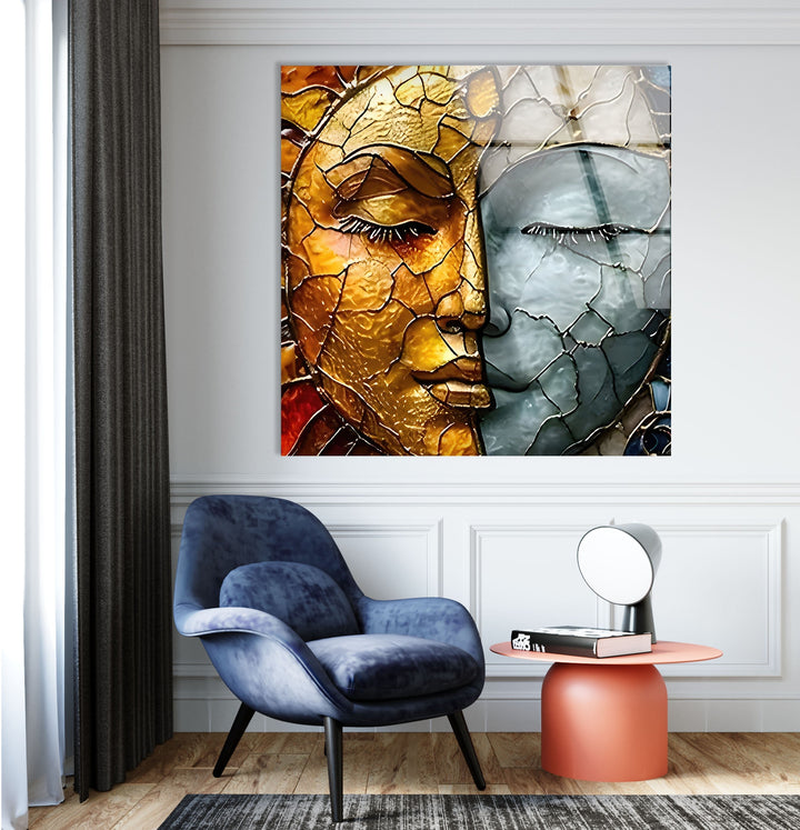 Stained Sun & Moon Glass Wall Art glass image printing, glass prints from photos
