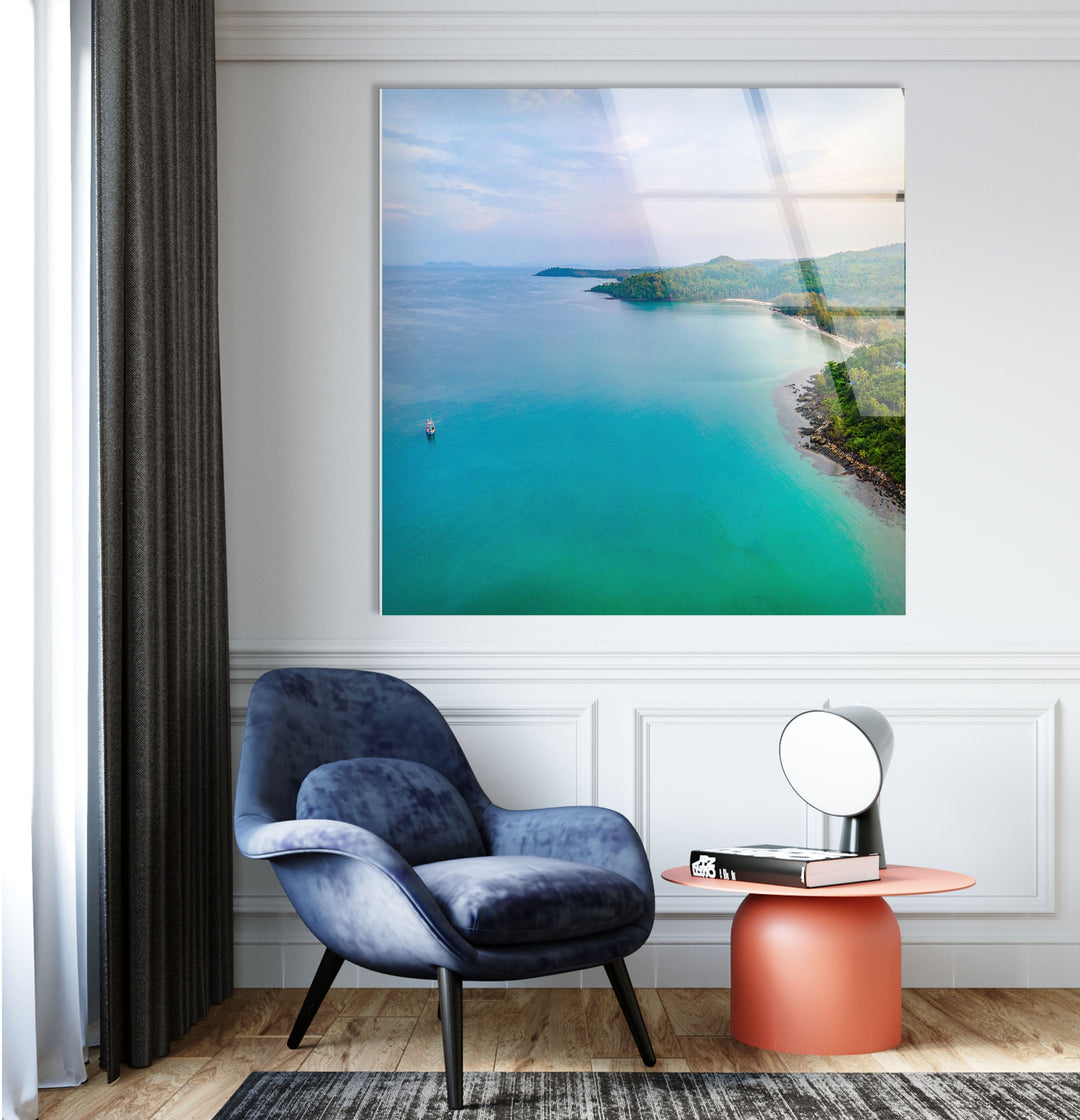 Tropical Land & Ocean Glass Wall Art picture on glass wall art, photos printed on glass
