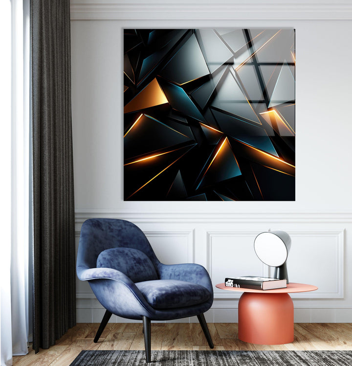 Black Geometric Design Glass Wall Art picture on glass wall art, photos printed on glass
