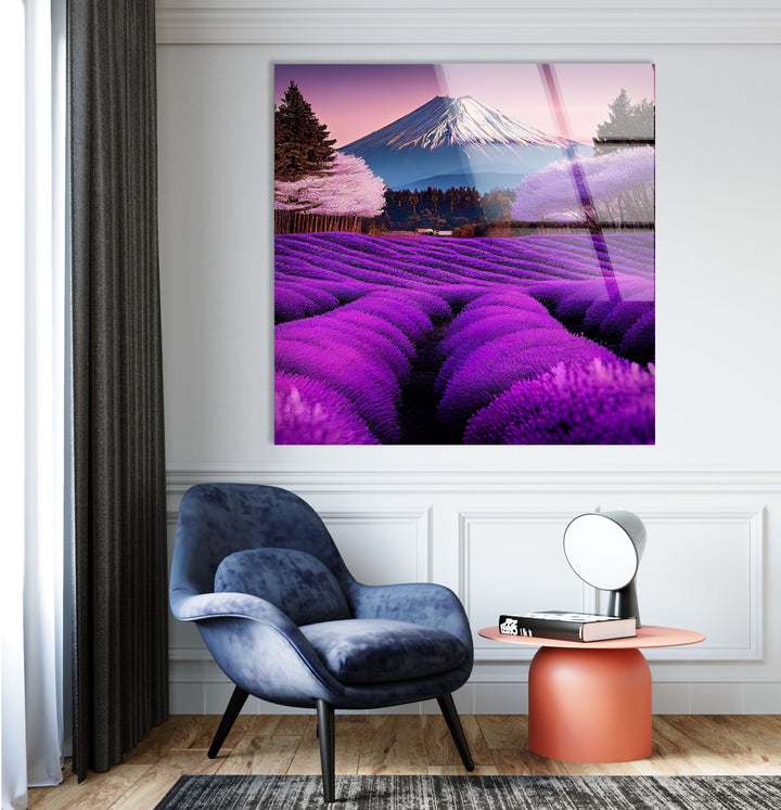 Lavender Fields in Bali Glass Wall Art picture on glass wall art, photos printed on glass