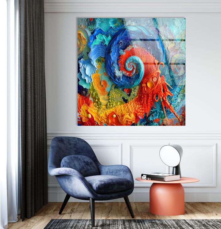 Abstract Surreal Colored Glass Wall Art glass art painting, glass art for the Wall