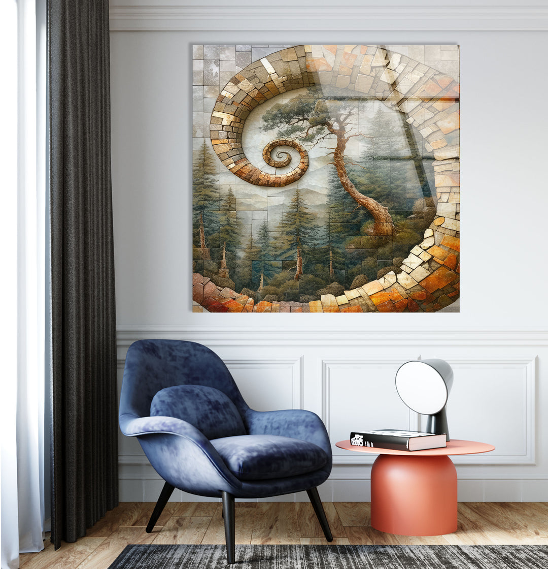 Mosaic Shell & Nature View Glass Wall Art