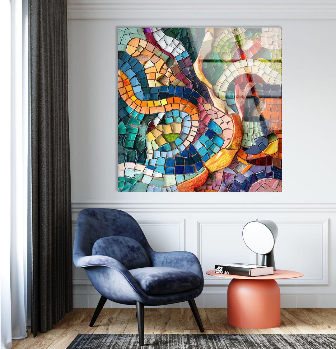 Mosaic Colorful Glass Wall Art glass pictures for Wall, glass prints wall art