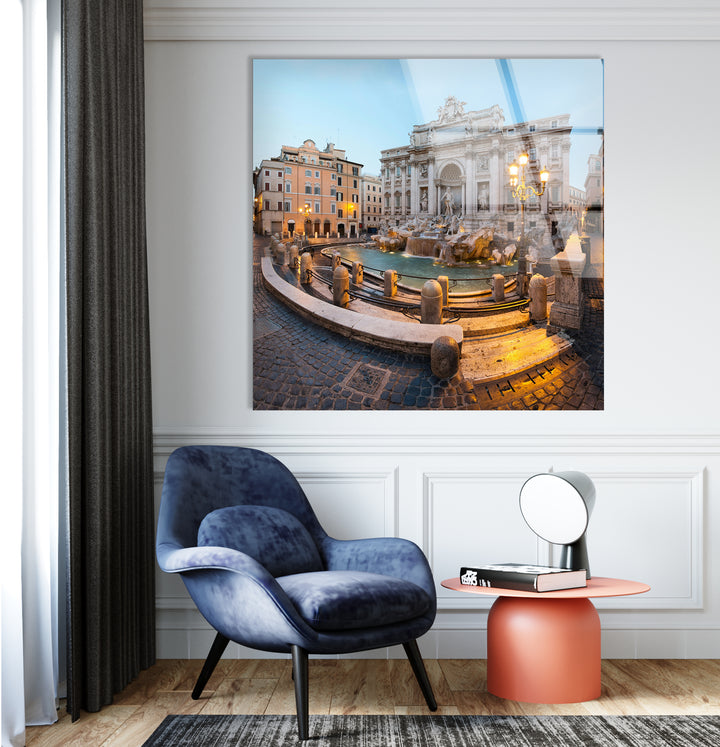 Trevi Fountain Glass Wall Art – Iconic Rome Landmark