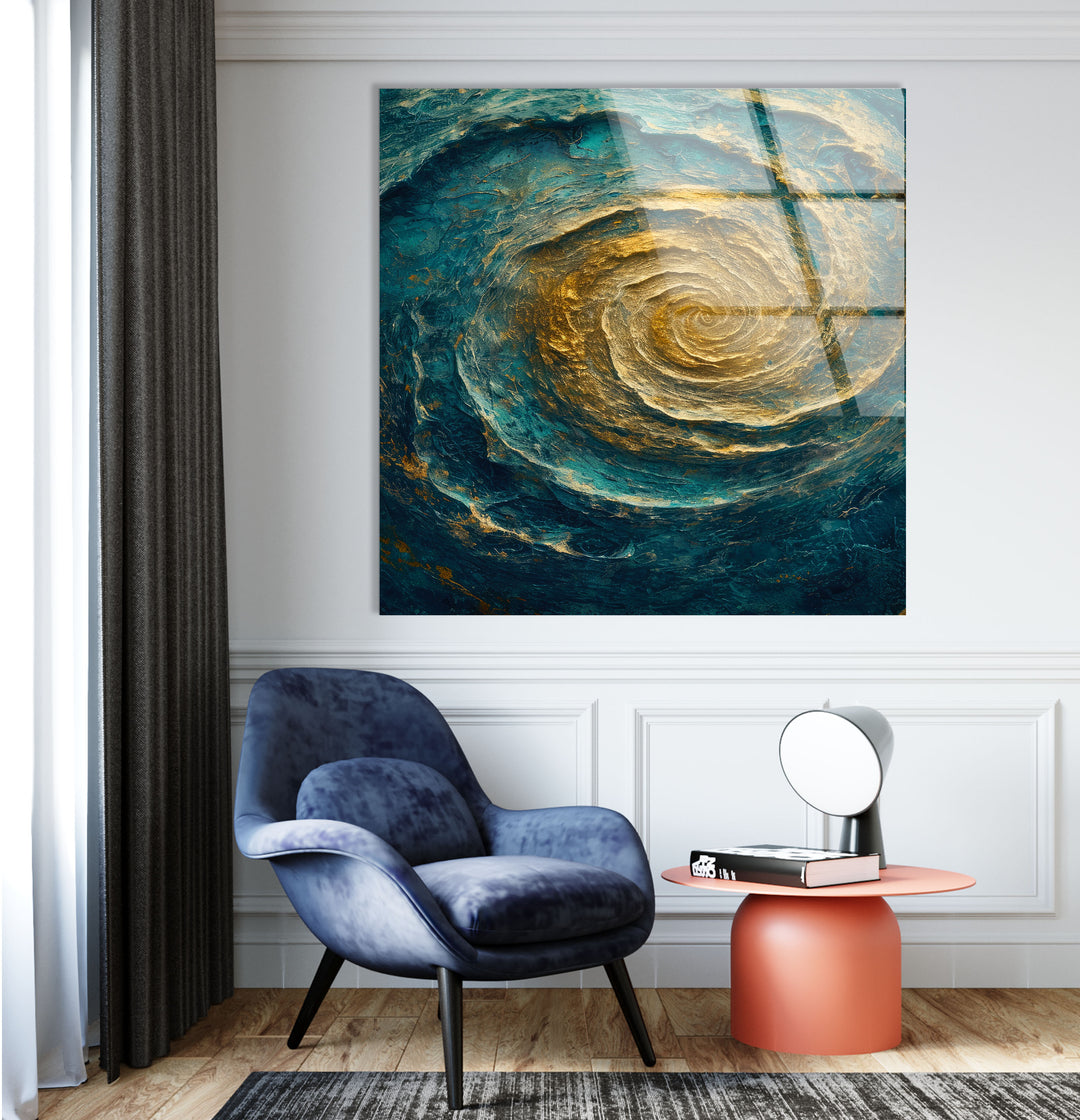 Abstract Sea Vortex Glass Wall Art glass image printing, glass prints from photos