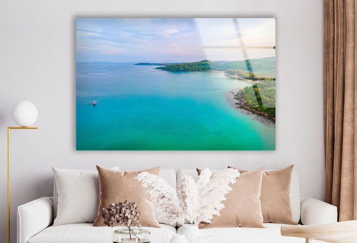 Tropical Land & Ocean Glass Wall Art custom glass photo prints, large glass prints
