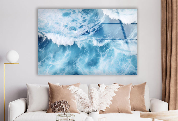 Ocean Big Waves Glass Wall Art print on glass, glass printed photos
