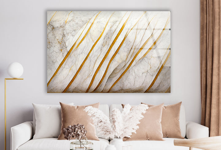 Orange & White Marble Art Glass Wall Art glass pictures for Wall, glass prints wall art
