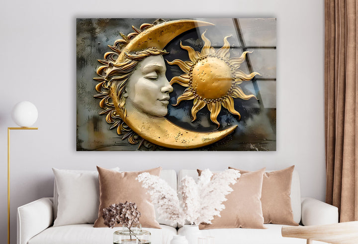 Sun and Moon Art Glass Wall Art custom glass pictures, glass art prints
