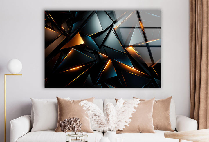 Black Geometric Design Glass Wall Art custom glass photo prints, large glass prints
