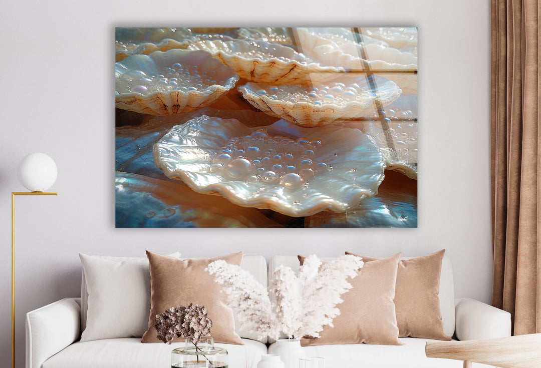 Mother of Pearl Glass Wall Art picture on glass wall art, photos printed on glass
