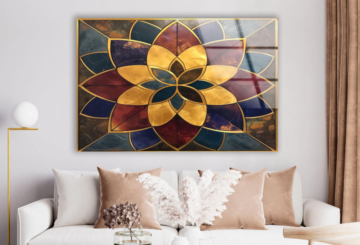 Marble Lotus Flower Glass Wall Art glass image printing, glass prints from photos