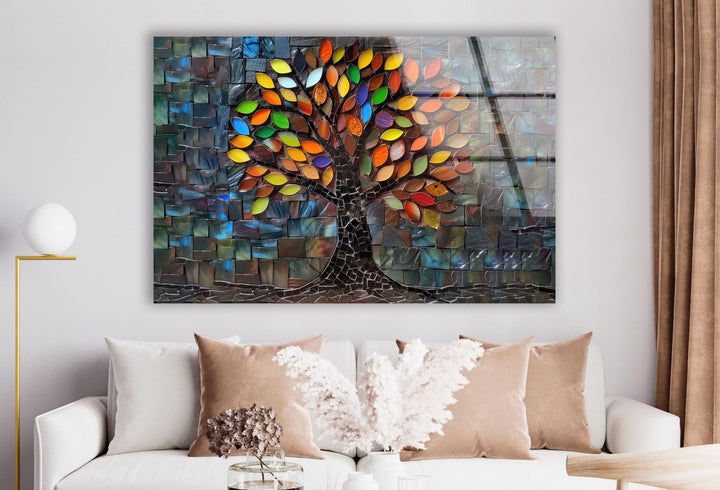 Mosaic Of A Tree Glass Wall Art glass wall decor, glass wall art decor