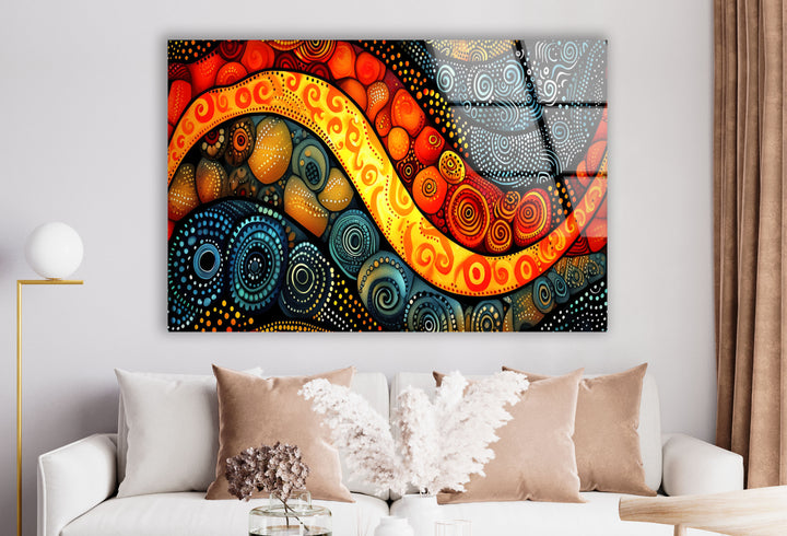 Colorful Stained Circles Glass Wall Art photo print on glass, prints on glass wall art