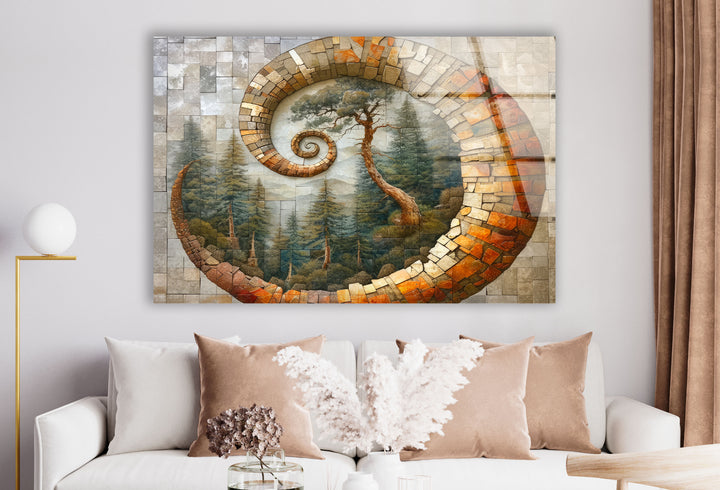 Mosaic Shell & Nature View Glass Wall Art