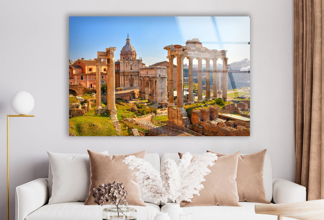 Roman Forum Glass Wall Art – Iconic Ancient Ruins with Historic Roman Architecture