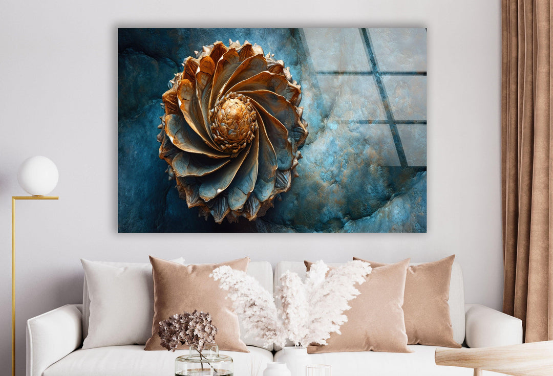 Golden Spiral Glass Wall Art