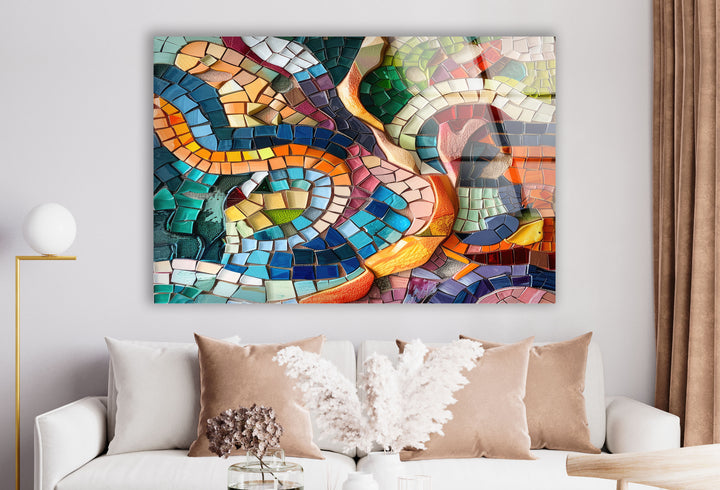 Mosaic Colorful Glass Wall Art glass image printing, glass prints from photos