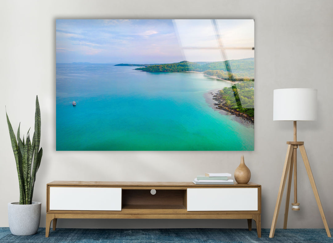 Tropical Land & Ocean Glass Wall Art large glass photo prints, glass wall photos
