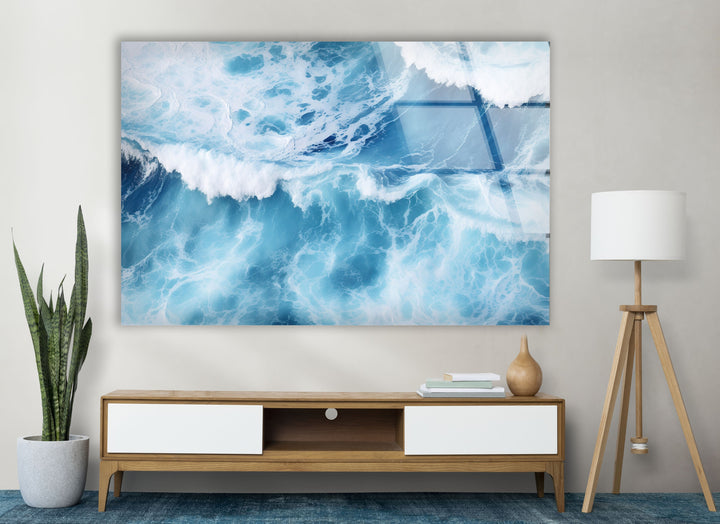 Ocean Big Waves Glass Wall Art picture on glass wall art, photos printed on glass
