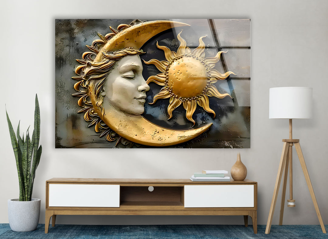 Sun and Moon Art Glass Wall Art glass pictures for Wall, glass prints wall art
