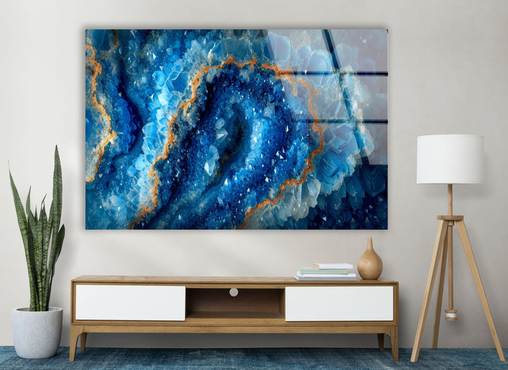 Marble Grain The Shades of Blue Glass Wall Art print on glass, glass printed photos
