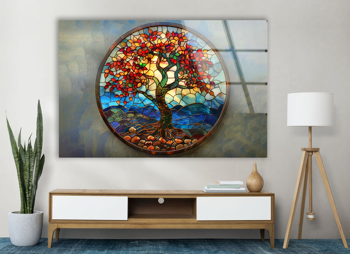 Stained Tree of Life Art Glass Wall Art large glass photo prints, glass wall photos
