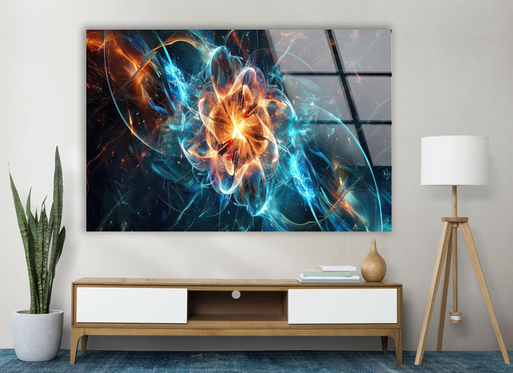 Quantum Nuclear Fusion Glass Wall Art glass art painting, glass art for the Wall
