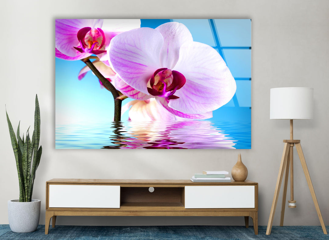 Pink Orchid Glass Wall Art, custom glass pictures, glass art prints