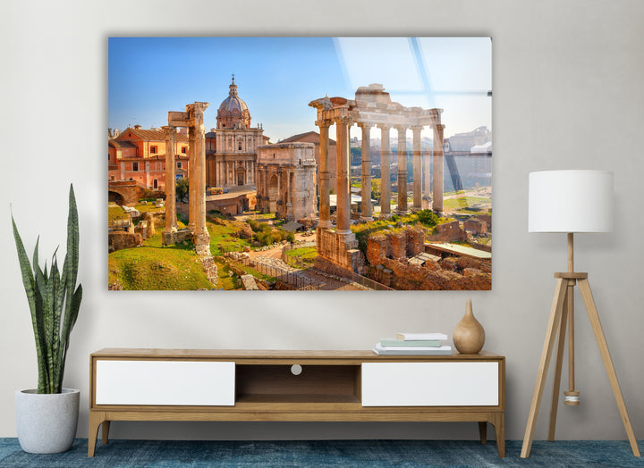 Roman Forum Glass Wall Art – Iconic Ancient Ruins with Historic Roman Architecture