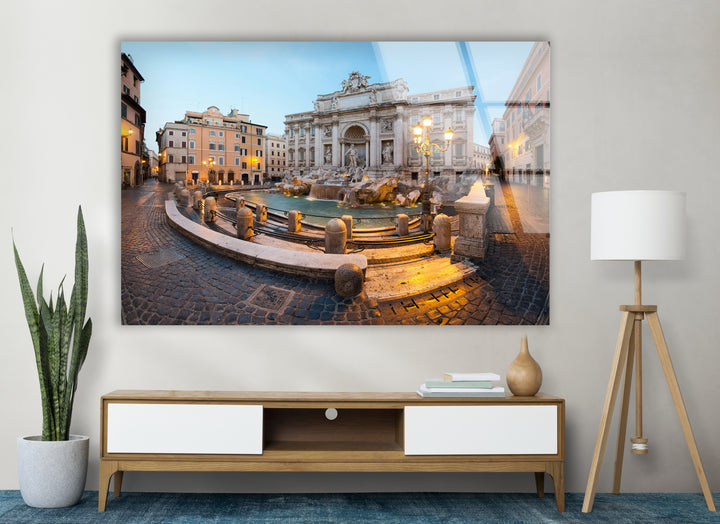 Trevi Fountain Glass Wall Art – Iconic Rome Landmark