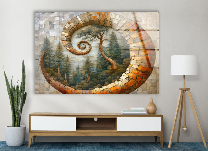 Mosaic Shell & Nature View Glass Wall Art