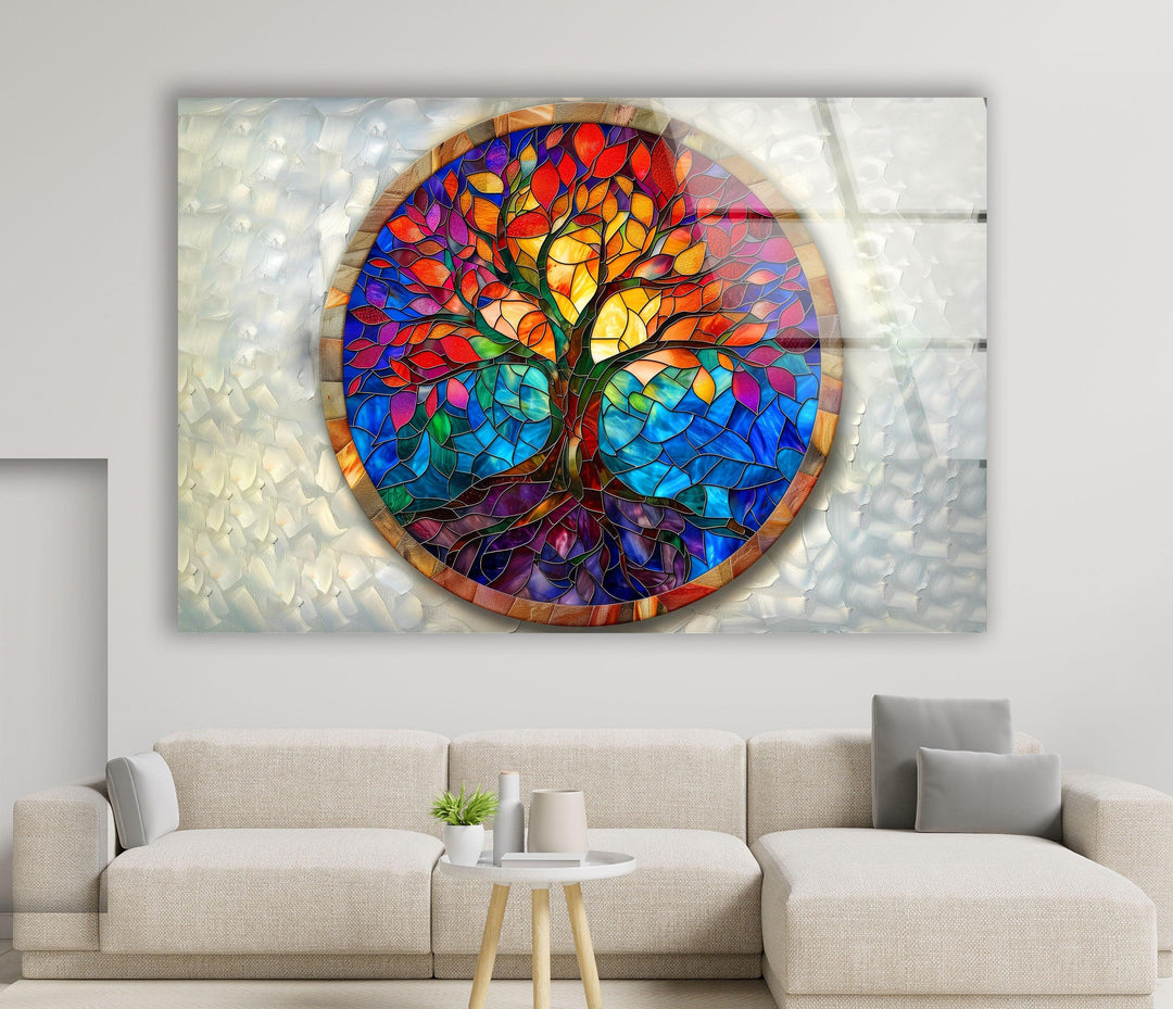 Red & Blue Tree of Life Art Glass Wall Art Glass Printing Wall Art, Print photos on glass
