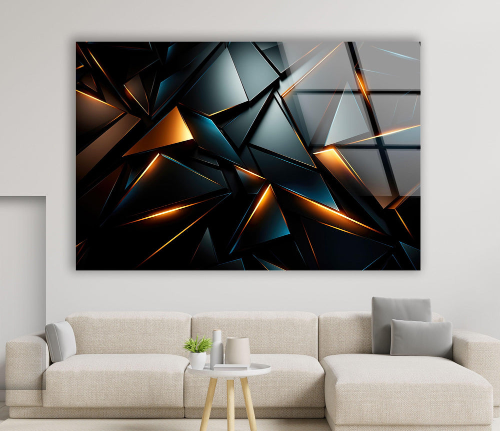 Black Geometric Design Glass Wall Art Glass Printing Wall Art, Print photos on glass
