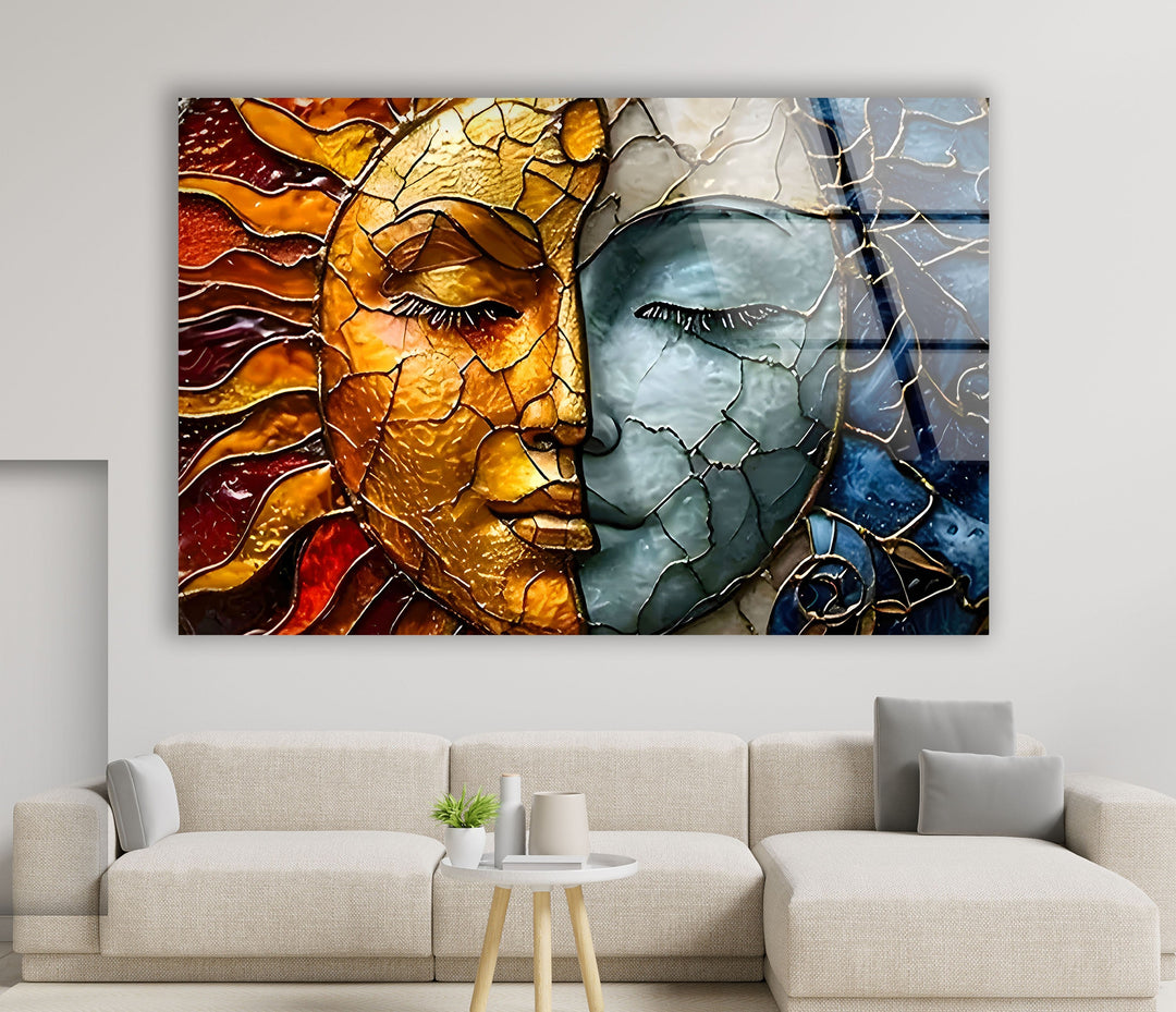 Stained Sun & Moon Glass Wall Art art glass wall art, glass wall art pictures
