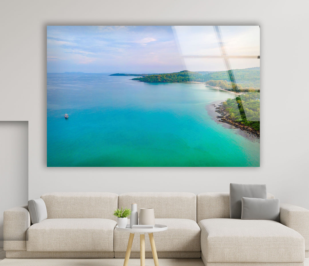 Tropical Land & Ocean Glass Wall Art Glass Printing Wall Art, Print photos on glass
