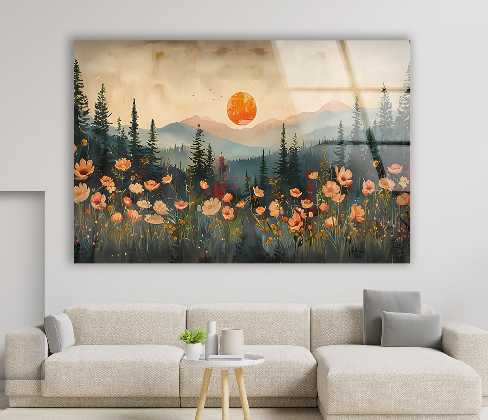 Blood Moon Paint Sunset Glass Wall Art art glass wall art, glass wall art pictures
