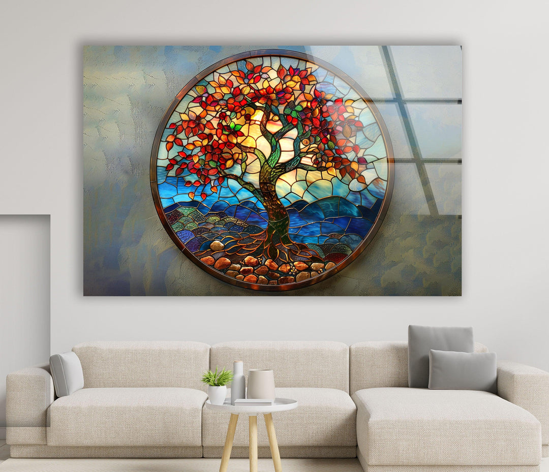 Stained Tree of Life Art Glass Wall Art Glass Printing Wall Art, Print photos on glass
