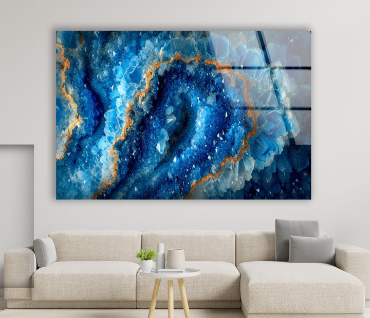 Marble Grain The Shades of Blue Glass Wall Art glass pictures for Wall, glass prints wall art
