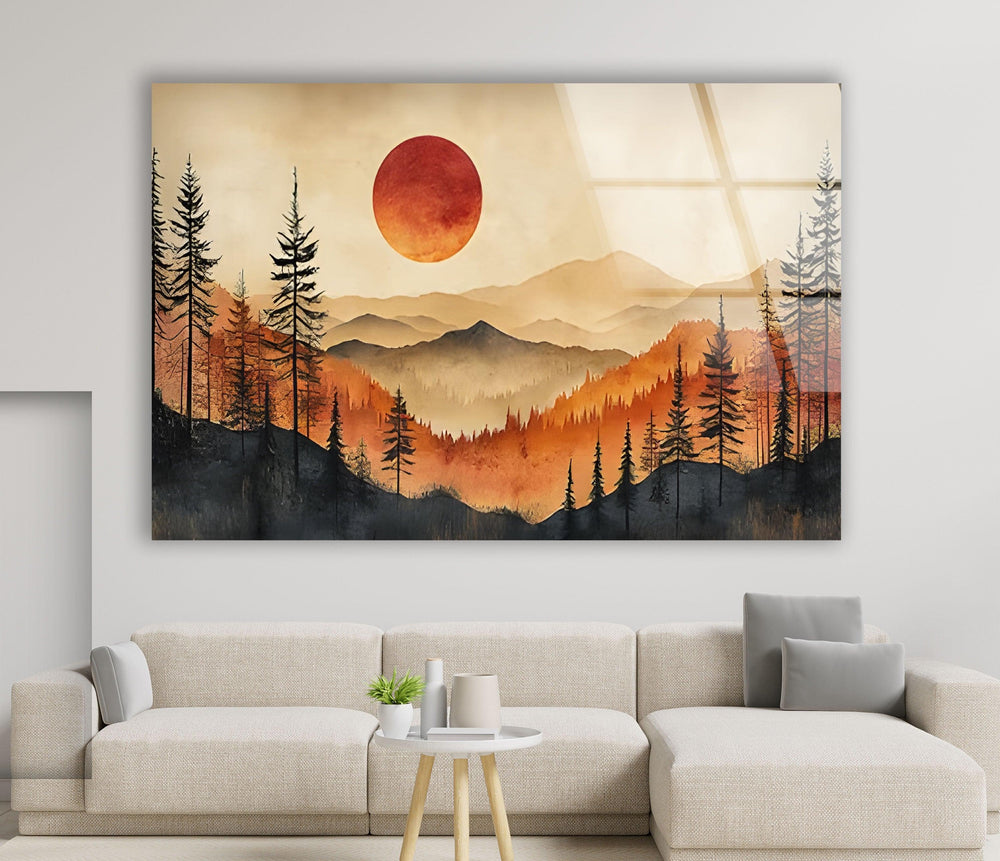 Blood Moon Landscape Glass Wall Art glass photo prints, glass picture prints
