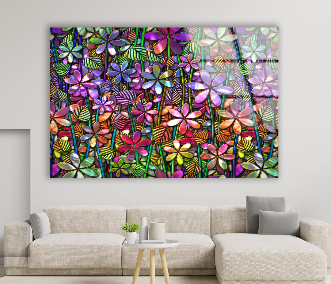 3D Floral Pattern Glass Wall Art, stained glass wall art, stained glass wall decor