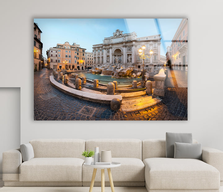 Trevi Fountain Glass Wall Art – Iconic Rome Landmark