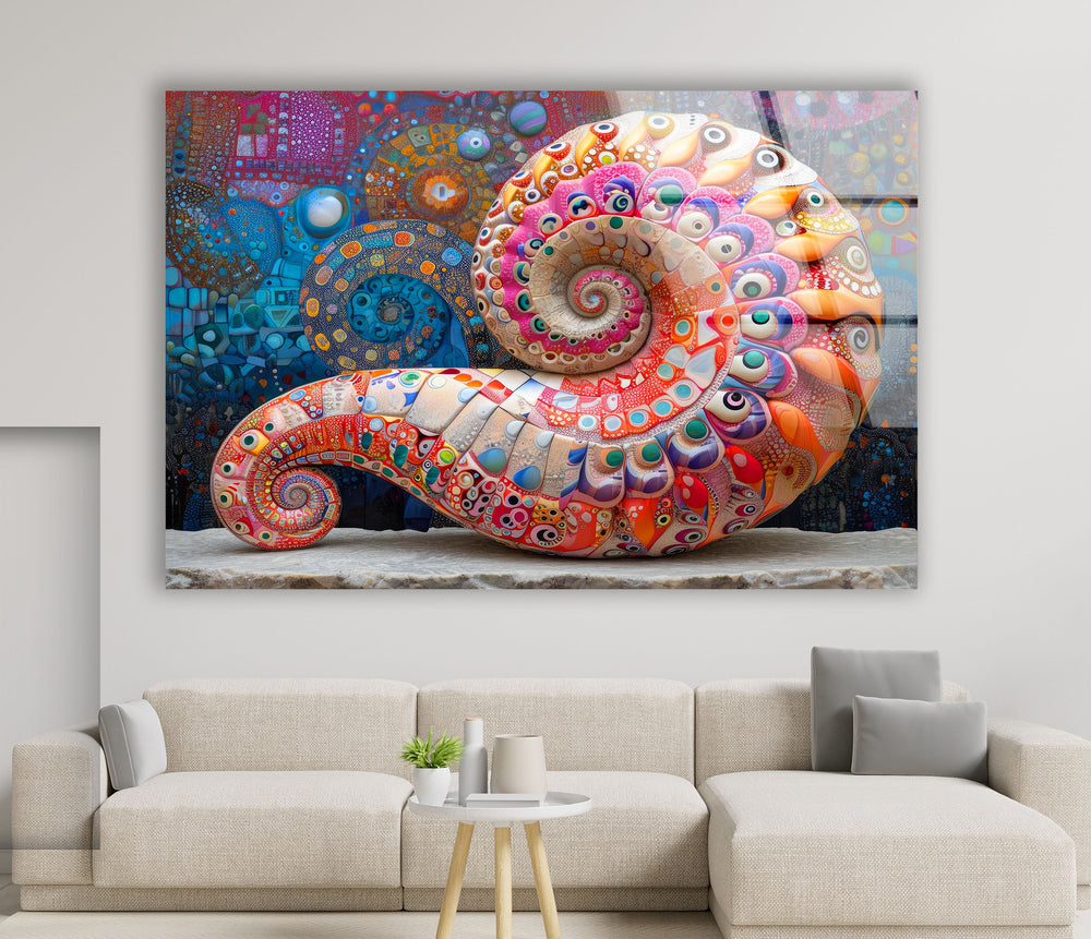 Colorful Snail Shell Glass Wall Art art glass wall art, glass wall art pictures