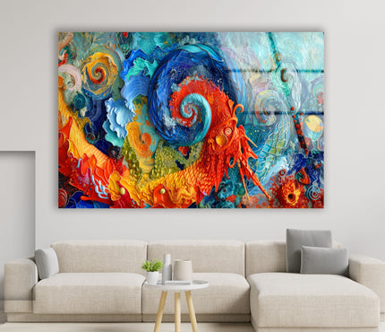 Abstract Surreal Colored Glass Wall Art