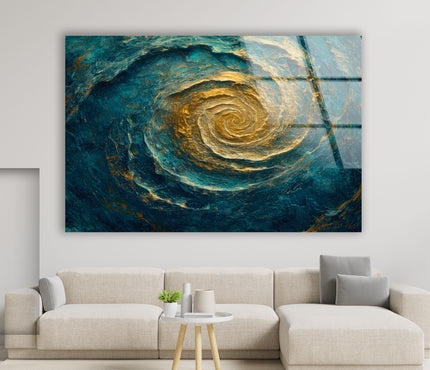 Abstract Sea Vortex Glass Wall Art