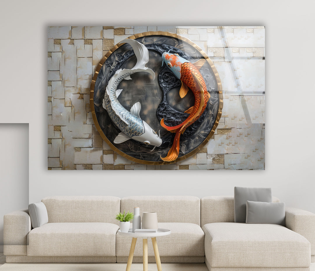 Yin Yang Fishes Glass Wall Art             glass wall decor, glass wall art decor