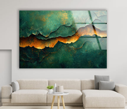 Abstract Golden Cracked Glass Wall Art