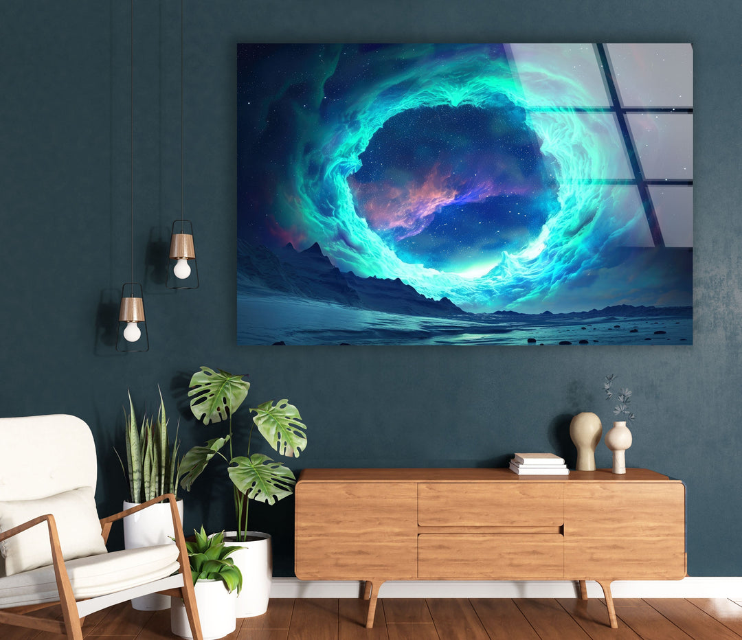 A Giant Portal In Space Glass Wall Art photo print on glass, prints on glass wall art
