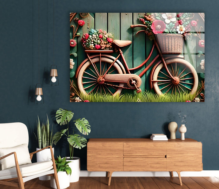 Bicycle with Flowers Glass Wall Art art glass wall art, glass wall art pictures
